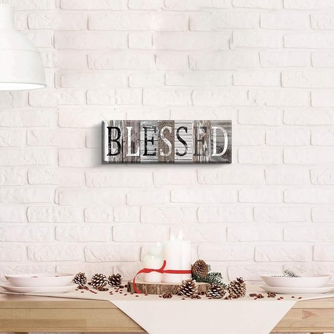 Pinetree Art Blessed Sign Canvas Wall Art Decor Inspirational Motto Canvas Prints (With Solid Wood Inner Frame) (Blessed, 6 x 17 inch) - Image 3