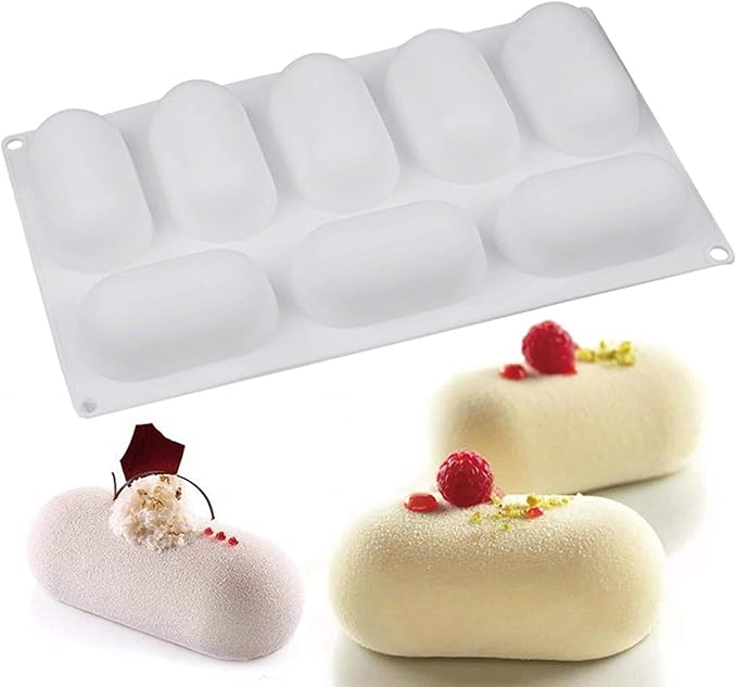 Silicone Molds Baking for Mousse Cake, 3D Baking Molds Dessert Mould for Chocolate Pastry Jelly Cheesecake, Pillow Shape (8-Cavity)