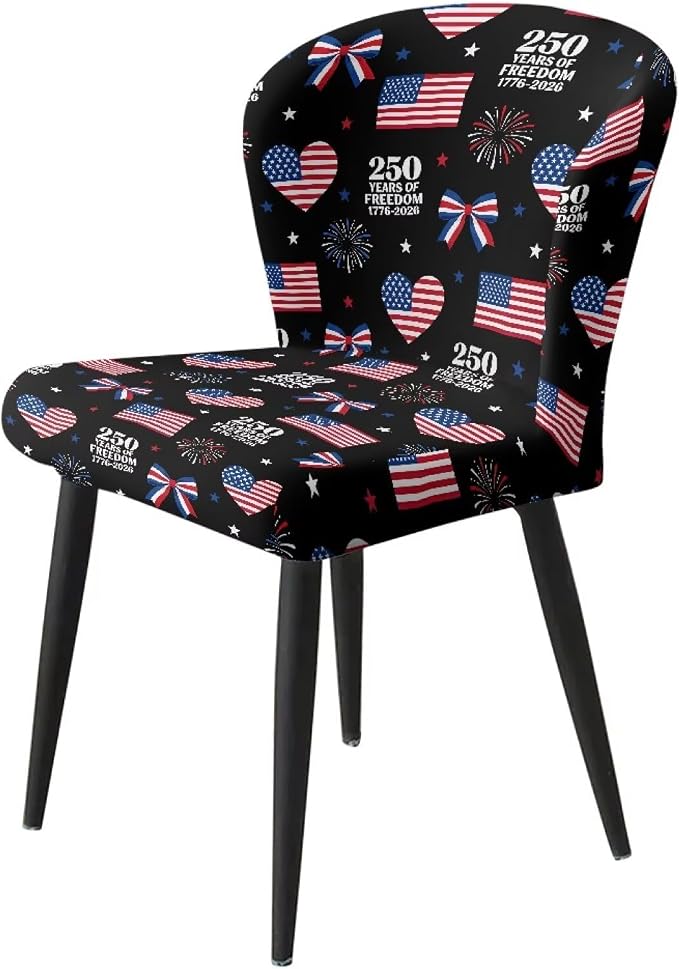 USA Flag Black Bar Stool Covers 250th Anniversary Patriotic Counter High Swivel Chair Covers Anti Dust Stool Chair Seat Covers for Club Kitchen Dining Room Bistro Cafe - Image 3