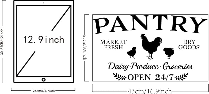 SUPERDANT Pantry Room Wall Stickers Dry Goods Market Fresh Wall Decor Open 24/7 Glass Door Sticker Vinyl Art Decal Food Pantry Produce Sign for Farmhouse Food Storage Room Produce Dry Goods Grocery - Image 2