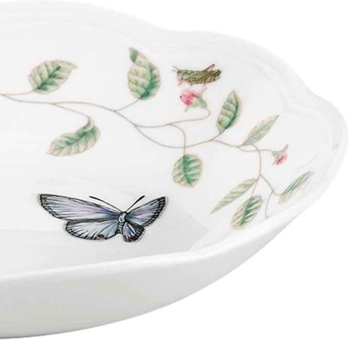Lenox Pasta Bowl, 20oz Butterfly Meadow Pasta Bowl 1-Piece, Service For 1, Porcelain, White Serving Bowls, Wide, Shallow, Lenox Butterfly Meadow Collection, Dishwasher & Microwave Safe (White 1-Piece) - Image 2