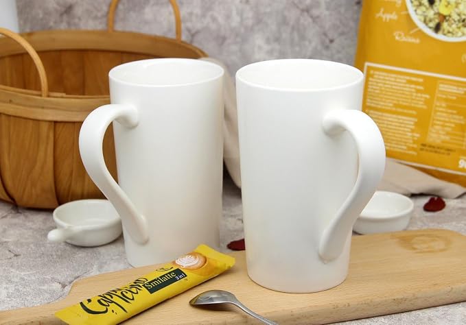 20 oz Extra Large Coffee Mug, M007 Tall Big Ceramic Latte Milk Tea Cup with Handle for Dad Men Women, White - Image 6