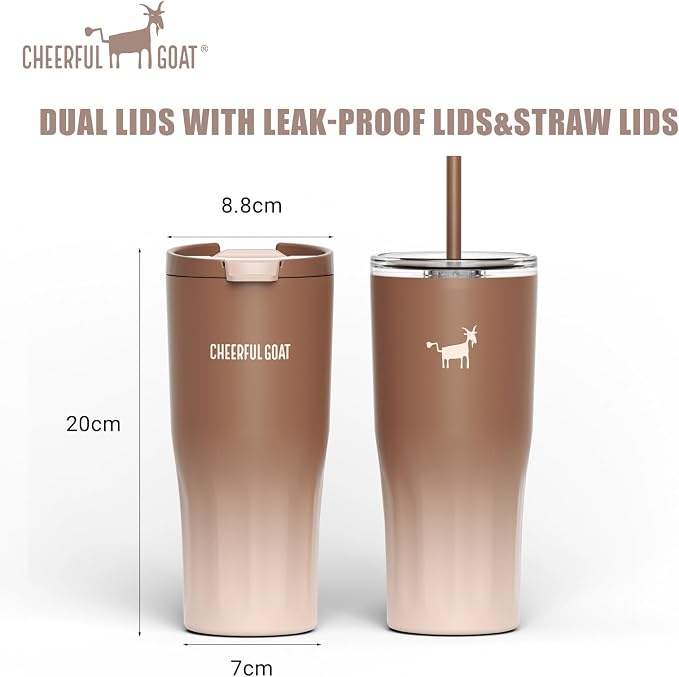 CHEERFUL GOAT Ceramic Lined Coffee Travel Mug – Stainless Steel Travel Coffee Tumbler with Ceramic Liner, with lid, 21 OZ Cup for Hot and Cold Water Coffee at Home, Office, or On the Go (Latte Ombre) - Image 6