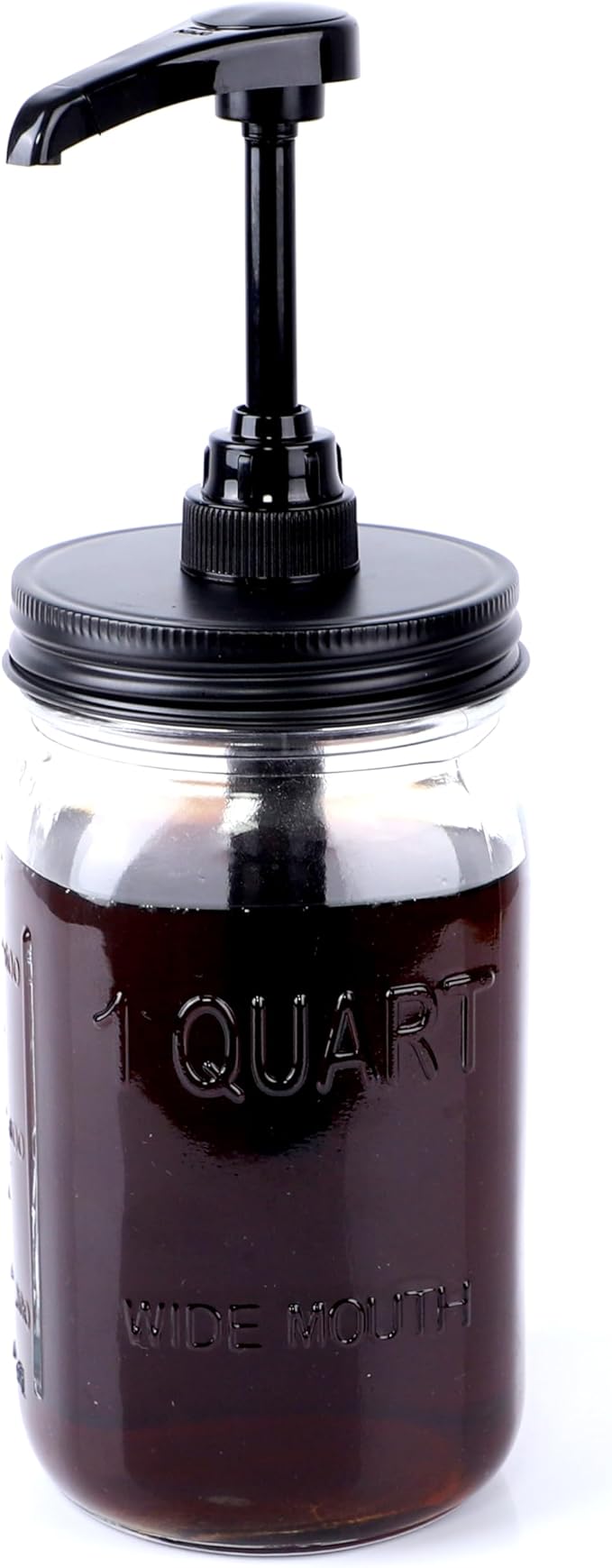 32 oz Mason Syrup Sauce Honey Dispenser Pum Bottle 1 Quart Wide Mouth Glass Coffee Syrup Condiment Ketchup Container Food Grade Airtight & Leak-Proof