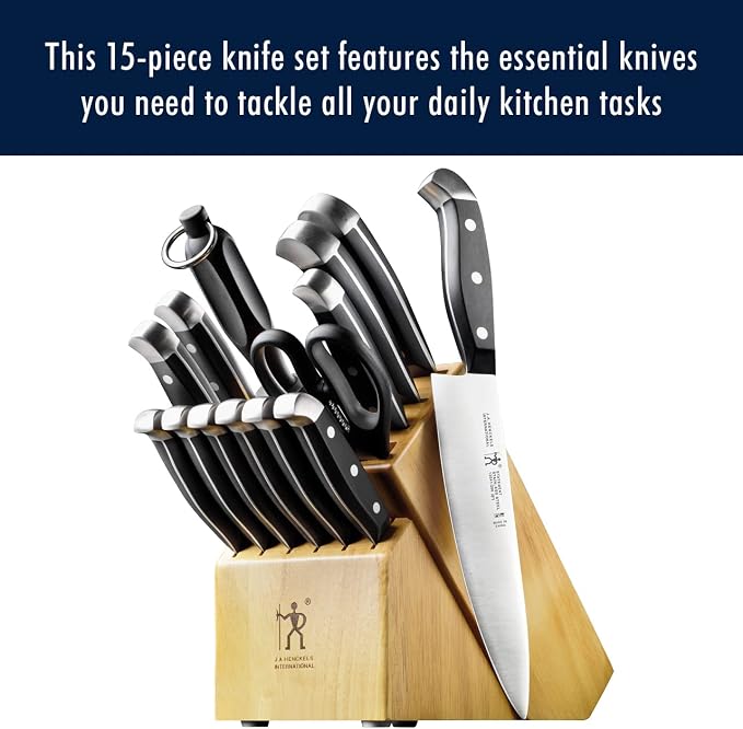 Henckels Statement 15-Pc Knife Block Set, Razor-Sharp, German Engineered | Informed by 100+ Years of Mastery. Dishwasher safe, Comfortable Grip Ideal for Everyday Cooking. High Quality Stainless Steel - Image 3