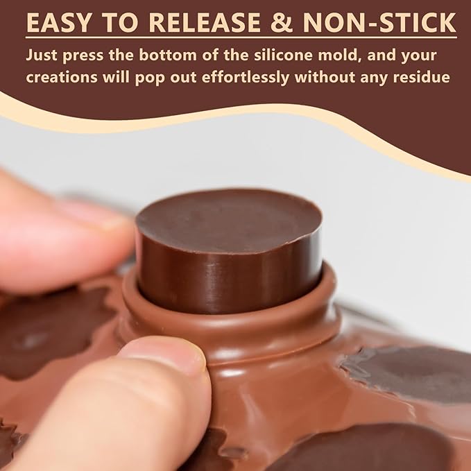 6 Pcs Silicone Chocolate Mold Set - Food-Grade Non-Stick Candy Molds Cookery Moulds for Chocolate, Candy, Jello, Soap & Crayon - Flower Shapes