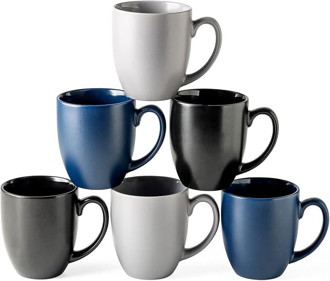 AmorArc Coffee Mugs Set of 6, 12oz Ceramic Coffee Mugs for Man, Woman, Dad, Mom, Modern Coffee Mugs Set with handle for Tea/Latte/Cappuccino/Milk/Cocoa. Dishwasher&Microwave Safe, Multi by AmorArc