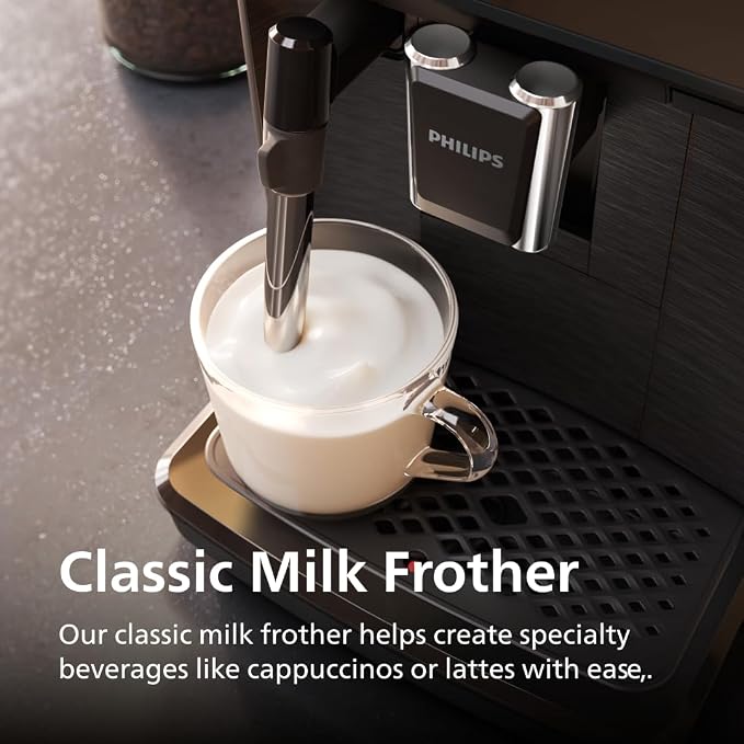 Philips 2200 Series Fully Automatic Espresso Machine, Classic Milk Frother, 2 Coffee Varieties, Intuitive Touch Display, 100% Ceramic Grinder, AquaClean Filter, Aroma Seal, Black (EP2220/14) - Image 4