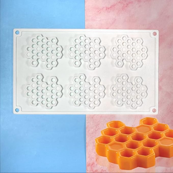 Silicone Honeycomb Molds 3D Honeycomb Bees Lace Mat Fondant Mold Lace Pad Baking Cake Chocolate Candy Mold for Cupcake Decorating Tools Kitchen
