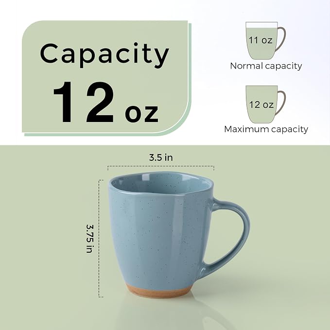 AmorArc 12oz Coffee Mugs, Ceramic Coffee Mugs set of 4 for Man, Woman, Dad, Mom, Modern Coffee Cups with handle for Latte/Cappuccino/Milk/Cocoa. Dishwasher&Microwave Safe, Blue - Image 2