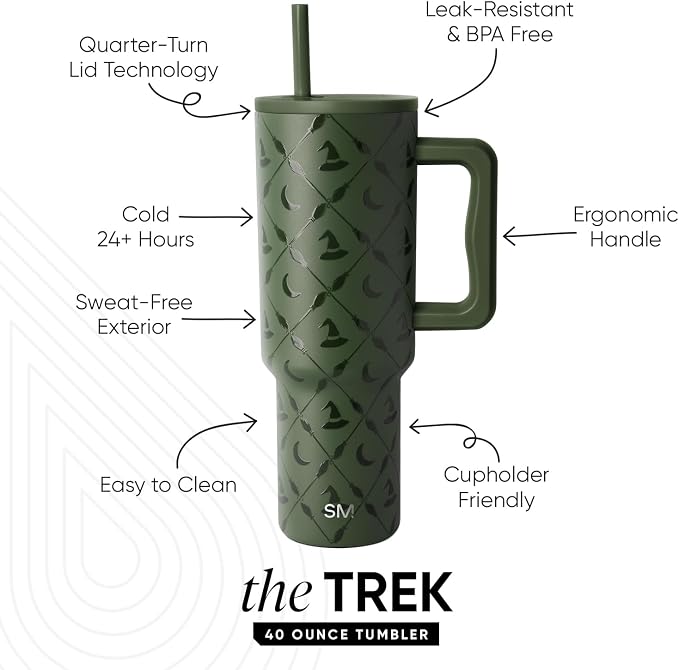Simple Modern Halloween Tumbler with Handle | 40oz | Witch | Trek Tumbler, Travel Mug | Insulated Water Bottle, Cupholder Friendly, Stainless Steel Cup, Argyle Witch - Image 3