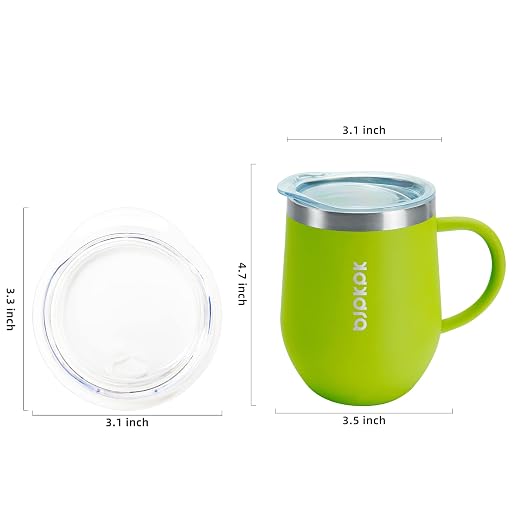 BJPKPK 2PCS Insulated Coffee Mug with Lid, 12oz Stainless Steel Tumbler | Travel Coffee Mug with Handle, Vacuum Insulated Tumbler Cup for Camping, Office, Home, BPA Free Lid, Hot & Cold - Image 3