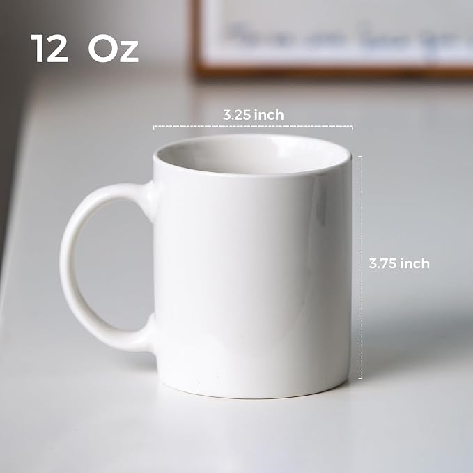 GBhome 12 OZ Off White Coffee Mugs, Ceramic Bulk Coffee Mugs with Large Handle for Man, Woman, Light Weight Coffee Mugs Set for Latte/Cappuccino/Cocoa/Milk, Dishwasher & Microwave Safe, 36Pcs - Image 2