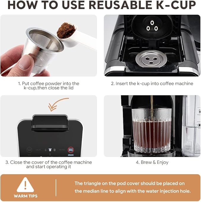 2 Pack K Cups Reusable Coffee Pods for Ninja Dual Brew Coffee Maker Stainless Steel Permanent K Cups Filters Coffee Accessories Compatible with Ninja CFP201 CFP301 Dual Brew Pro Machine