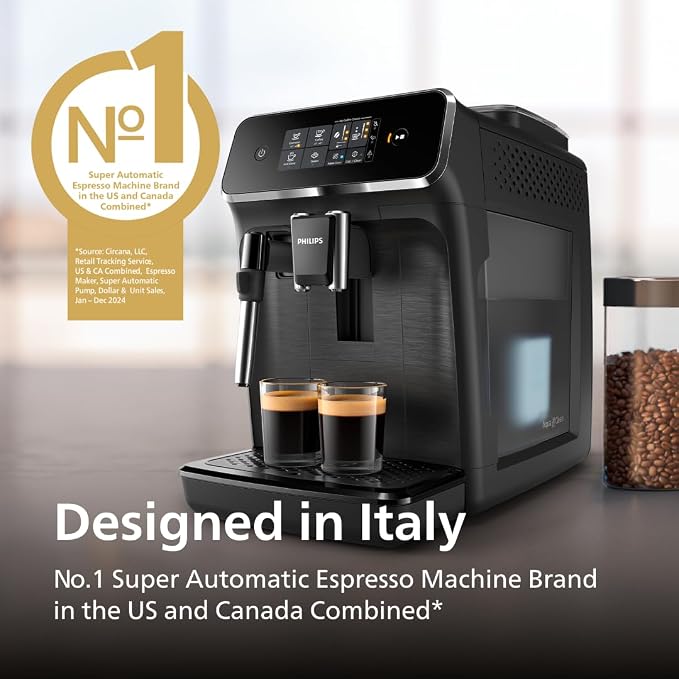 Philips 2200 Series Fully Automatic Espresso Machine, Classic Milk Frother, 2 Coffee Varieties, Intuitive Touch Display, 100% Ceramic Grinder, AquaClean Filter, Aroma Seal, Black (EP2220/14) - Image 7