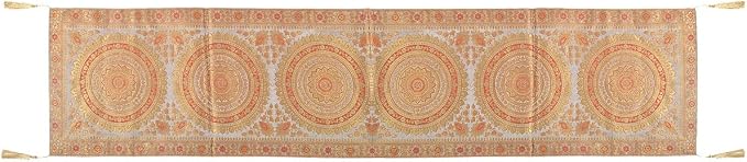 Indian Handmade Traditional Table Runner 72 x 16 Inch, Mandala Design Decorative Cloth with Tassels, Grey Ethnic Dining Runner for Kitchen, Wedding, Birthday Party and Festive Decor - Image 9