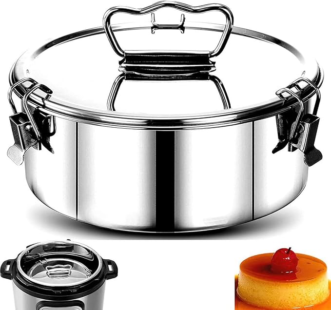 Single Flan Mold with Lid 1.5 Gallon Stainless Steel Flan Mold Round Bain-Marie Flan Maker Mold with Steam Rack and Cake Spatula (1) by RWWPJLLWHR