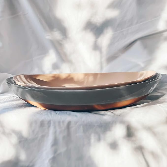 Mora Ceramic Large Serving Bowls- Set of 2 Oval Platters for Entertaining. Modern Kitchen Dishes for Dinner, Fruit, Salad, Turkey, etc. Oven, Dishwasher Safe, 110/80 oz, 16" / 14.6" - Neutrals - Image 6