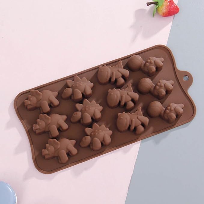 LeLehome 2PCS Silicone Dinosaurs Molds, BPA Free Non-Stick Chocolate Gummy Candy Baking Mold Bakeware for Ice Cube, Soap, Candle, Jello, Cake Decoration, Kids Gift