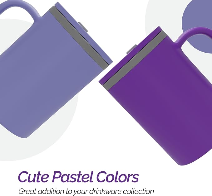 Copco Iconic 16oz Double Wall Insulated Desk Mug with Lid & Handle, Set of 2, BPA-Free Reusable Plastic, Spill-Resistant, Microwave & Dishwasher Safe, Wide Mouth (Purple/Light Purple) - Image 4