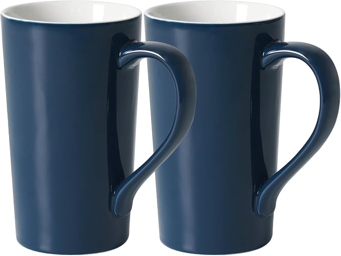 20 OZ Simple Pure Blue Mug (Set of 2) Plain Large Tall Ceramic Milk Tea Coffee Mug with Handle as A Gift for Dad Mom Friends, 2pcs by Momugs