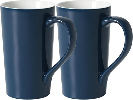 20 OZ Simple Pure Blue Mug (Set of 2) Plain Large Tall Ceramic Milk Tea Coffee Mug with Handle as A Gift for Dad Mom Friends, 2pcs by Momugs