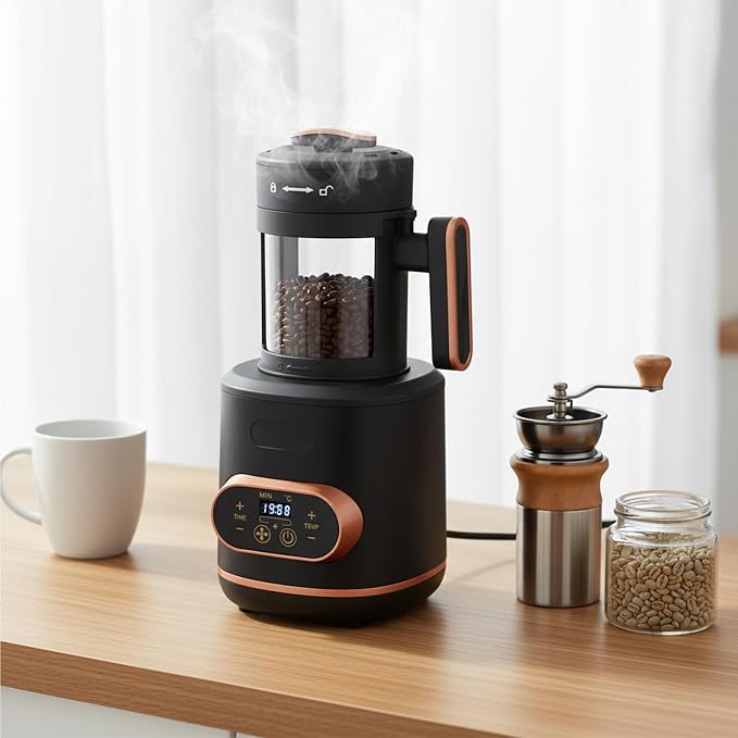 Electric Coffee Bean Roaster Machine,Home Use Coffee Bean Roaster | High Temperature Resistant Glass Cup for Home Coffee Bar,Precise Time & Temp Adjustment,110V US Plug,Visible Roasting Process - Image 9