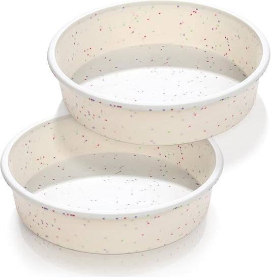 Vinino 8 Inch Silicone Round Cake Pan, Set of 2 | Ideal for Birthday Cakes, Multi Layer Baking and Homemade Desserts, Flexible Design for Easy Storage by VININO