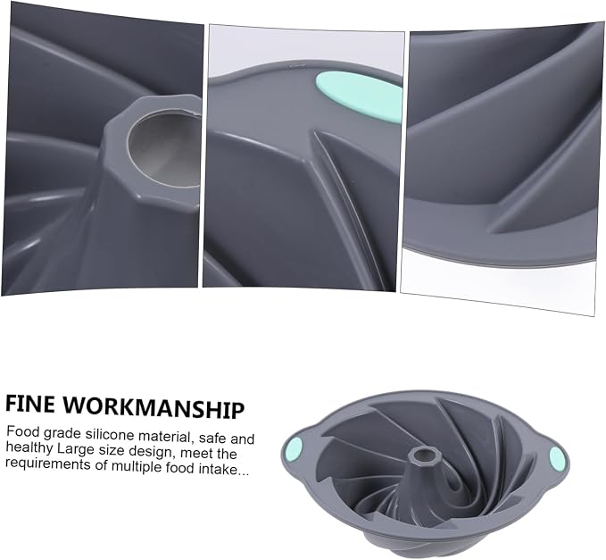 1pc Silicone Baking Sheet Non-stick Round Spiral Cake Mold for Diy Baking Oven Microwave Safe Light Grey - Image 5