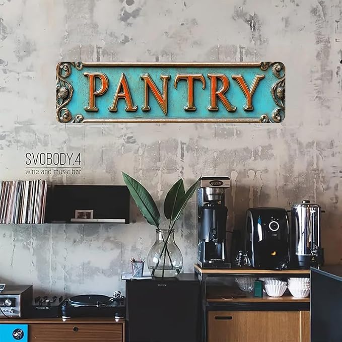 Kexle Vintage Metal Wall Decor Sign "PANTRY" 4 x 16 Inches, Retro Tin Sign for Home, Bar, Bathroom, Bedroom, Man Cave, Kitchen, Garage, Office - Image 3