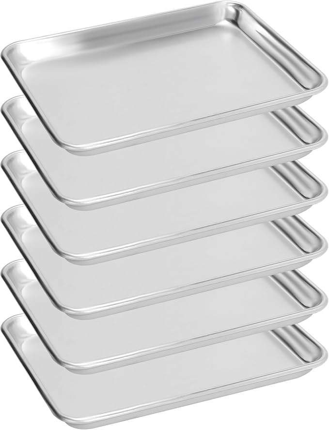 6 Pack Quarter Size Aluminum Baking Sheet Pan, 13 x 10 in | NSF, Aluminum Commercial Cookie Sheets, Non-Stick, Oven Safe Up to 500℉ by FSUON