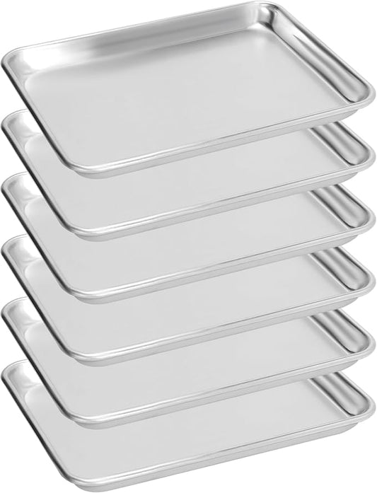 6 Pack Quarter Size Aluminum Baking Sheet Pan, 13 x 10 in | NSF, Aluminum Commercial Cookie Sheets, Non-Stick, Oven Safe Up to 500℉ by FSUON