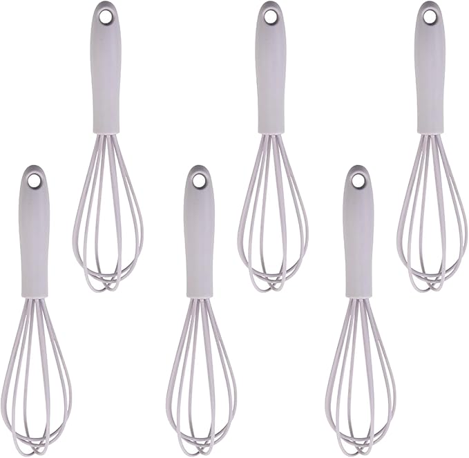 6Pcs Silicone Whisk, Mini Whisk Set, Small Whisks For Cooking, Hand Milk Frothers, For Non-Stick Cookware,Egg Beater Perfect For Blending,Whisking,Beating,Frothing & Stirring (Purple)