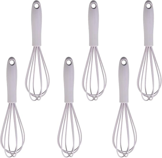 6Pcs Silicone Whisk, Mini Whisk Set, Small Whisks For Cooking, Hand Milk Frothers, For Non-Stick Cookware,Egg Beater Perfect For Blending,Whisking,Beating,Frothing & Stirring (Purple)