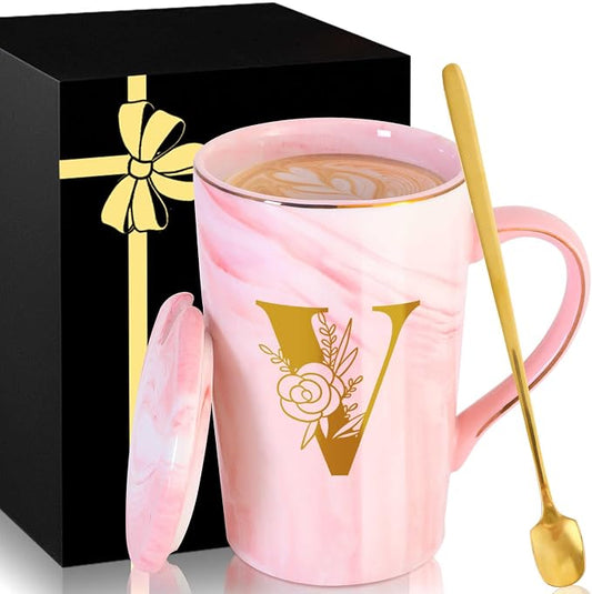 MNZZ Personalized Ceramic Coffee Mug with Lid Tea Cup Gifts Women Men Teacher Christmas Math Biology Piano Future Mentor Speech Substitute Ballet Drama Guitar Yoga Montessori Physics Chemistry Band,V by MNZZ