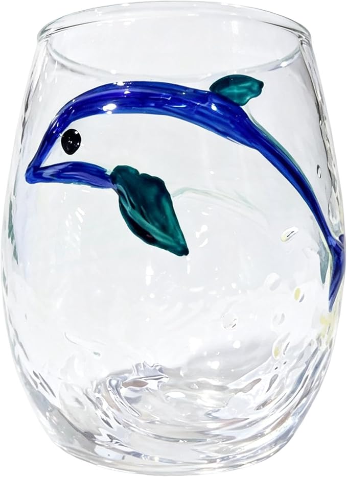 3D Octopus Glass Drinking Cup, Marine Animal Stemless Tumbler | Hand-Blown 3D Blue Ring Octopus Stemless Glass, Novelty Marine Life Drinking Tumbler, Beach Giftt by Unknown