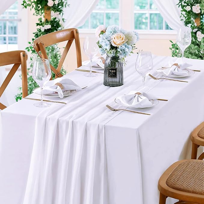 MDS Pack of 2 | White | 14ft Chiffon Table Runner 29x170 Inches Long Romantic Rustic Sheer Gauze Runner for Wedding Bridal Shower Birthday Banquets Engagement Spring Easter Boho Decorations - Image 6