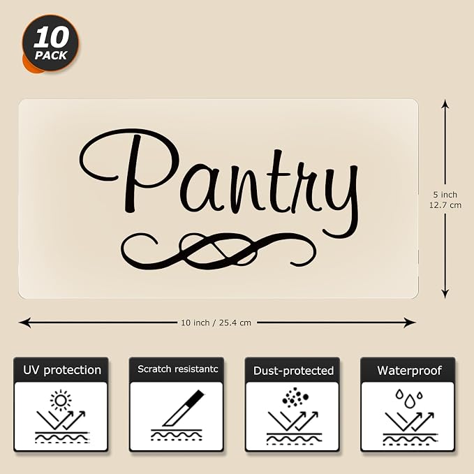 Pantry Room Sticker 10 × 5 Inches Vinyl Self-Adhesive Descal 10 PCS | Waterproof, Oil-proof, Strong adhesive, Removable, Tear resistance, Scratch resistance, For home, kitchen, room door, windows - Image 2