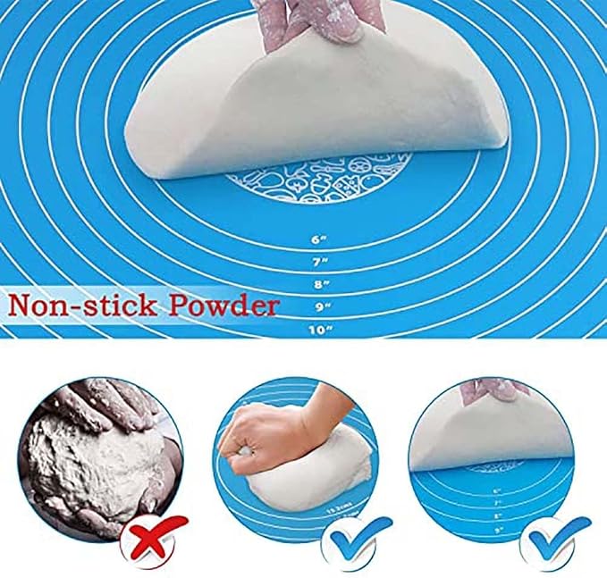 Silicone Rolling Mat 30x40cm Non- With Measurements(Purple) | Rolling Mat Dough, Bread and Pizza, Reusable Kitchen Tool Home Bakers, Blue - Image 7