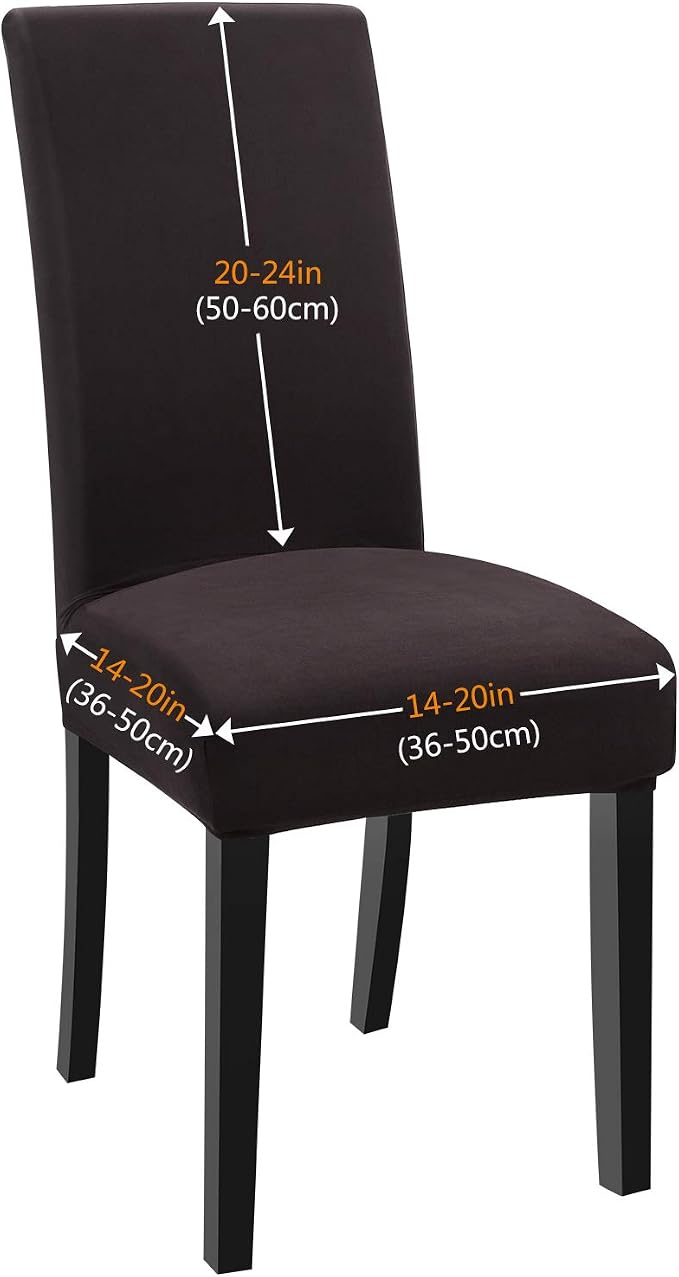 Fuloon 6 Pack Super Fit Stretch Removable Washable Short Dining Chair Protector Cover Seat Slipcover for Hotel, Dining Room, Ceremony, Banquet Wedding Party | Solid Chocolate, Set of 6, Super Fit, Stretch, Removable, Washable, Suits for Hotel, Dining R... - Image 3