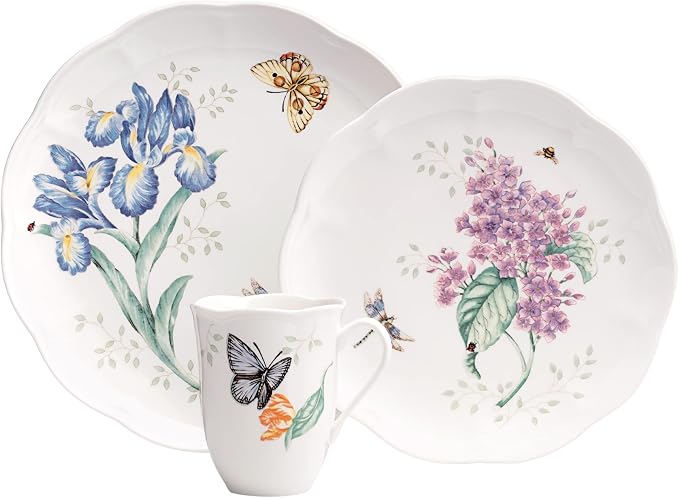 Lenox Dinnerware Set, Butterfly Meadow 18-Piece Set, Service For 6, White Porcelain, Butterfly And Flower Designs, Plates And Bowls Sets, Dishwasher Safe, Home & Kitchen (Assorted, 18 Pieces) - Image 3