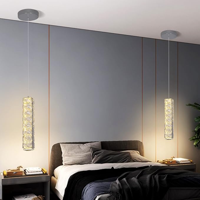 Crystal LED Ceiling Light Chandelier, Modern Semi Flush Mount Lighting Fixture Ceiling Lamp for Living Room, Dining Room, Bedroom, Kitchen Island, Entryway (1 Pendant Light) - Image 4