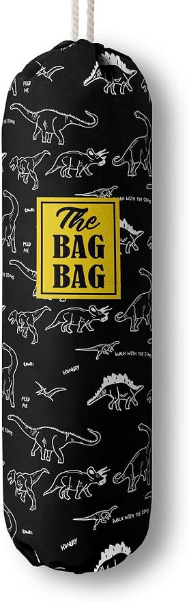 HiLus Dinosaur Pattern Grocery Bags Holder, Wall Mount Plastic Bags Storage Container Dispenser, Kitchen Organizer (H-18) by HiLus