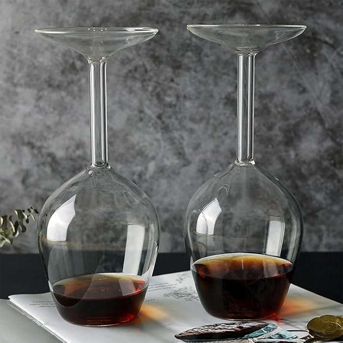 Upside down Wine Glass, Inverted Wine Glass - 400ml Funny Red Wine Glasses, Novelty Upside-Down Stemware for Cocktails, Juice & Parties, Modern Creative Glassware Gift (1PCS) - Image 3