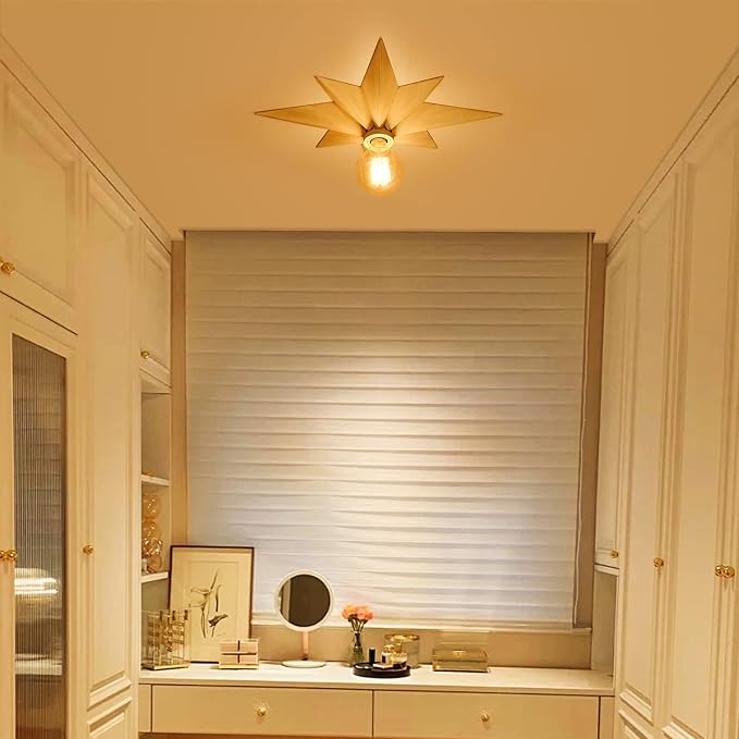 16 inch Flush Mount Ceiling Light, Modern Farmhouse White Star Ceiling Light, Vintage Star Light Fixtures Ceiling for Hallway, Entryway, Study Room, Bedside, Stair, Foyer, Kitchen, Bathroom - Image 8