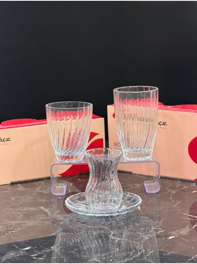 SODEF 24-Piece quality Glassware Set for 6 - Includes Tea Glasses & Water/Juice Tumblers - appropriate Bridal Registry Set - Dishwasher Safe - Beige by Unknown