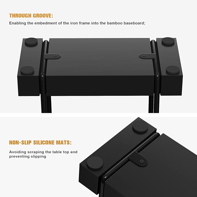 Wican Napkin Holder for Table, Bamboo Iron Standing Napkin Dispenser | Kitchen Dining Farmhouse Cocktail Picnic Bar Rustic Wood Holders, Paper Mail Bills, Suitable All Dining Room Decors, Black - Image 5
