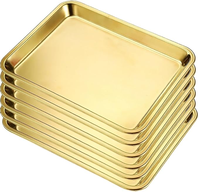6 Pcs Stainless Steel Cookie Sheet Set, Non-Toxic Oven Tray for Baking, Easy Clean & Dishwasher Safe Roasting Pan (58x42x2cm / 22.8x16.5x0.8) by Unknown