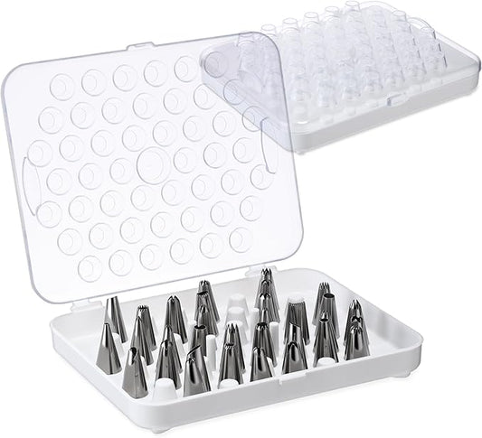 2 Pcs Piping Tip Organizer Box for 104 Icing Tips with 2 Standard Coupler 4 907 Flower Nails Piping Tip Storage for Cake Baking Decorating Tools