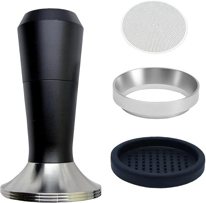 Espresso Tamper 51/53/58mm Magnetic WDT Tool 2 in 1 Accessories, Barista Coffee Tamper Kit with Distribution Tool Dosing Funnel Puck Screen, Stainless Steel Flat Base (51mm)